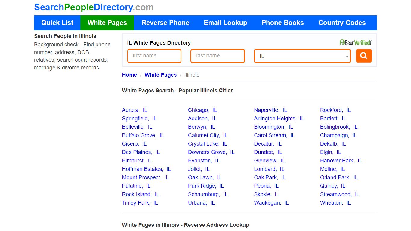 White Pages in Illinois, Find a Person, Local Directory